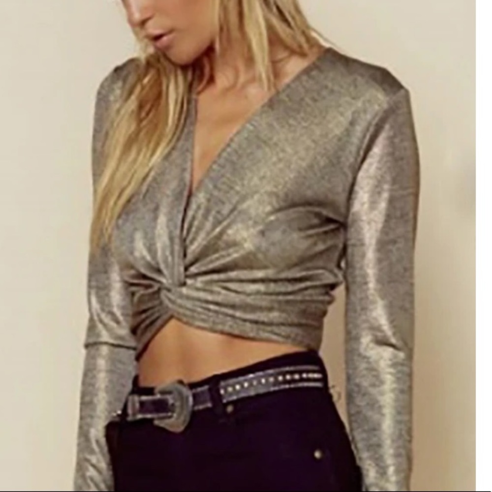 Blue Life Brigid V Crop Top Gold⭐️NWT⭐️